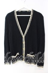 INGEBORG / ライン使いニットカーディガン  クロ×アイボリー O-25-10-11-038-LO-TO-OW-ZT016