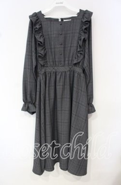 画像1: m petit by misako / CHKフリルOPナガ ワンピース M グレー O-25-10-11-045-LO-OP-IG-OS