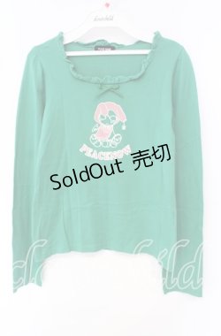 画像1: 【SALE】PEACE NOW / フリルネックプリントカットソー  グリーン O-25-10-11-051-PU-TO-IG-ZT238