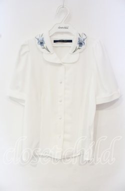 画像1: an another angelus / アイリス刺繍開衿ブラウス  シロ O-25-10-11-053-CA-BL-IG-OS
