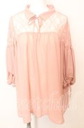 axes femme POETIQUE / レース切り替えプルブラウス  ピンク O-25-10-11-1038-AX-TO-IG-OS