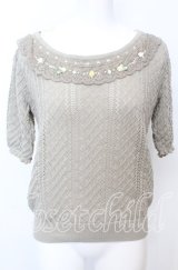 axes femme / サテンローズ付サマーニット F グリーン系 O-25-10-11-1040-AX-TO-IG-ZT052