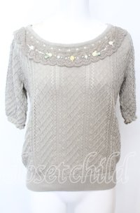 axes femme / サテンローズ付サマーニット F グリーン系 O-25-10-11-1040-AX-TO-IG-ZT052