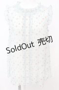 axes femme / 小花柄ノースリブラウス M サックス O-25-10-11-1041-AX-BL-IG-OS