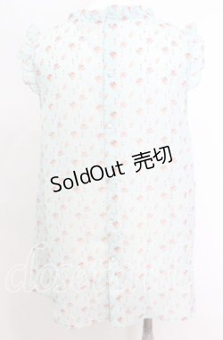 画像3: axes femme / 小花柄ノースリブラウス M サックス O-25-10-11-1041-AX-BL-IG-OS