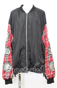 Candy Stripper / FULL OF PATCHES MA-1 ジャケット  ブラック×レッド O-25-10-11-1045-PU-JA-IG-OS