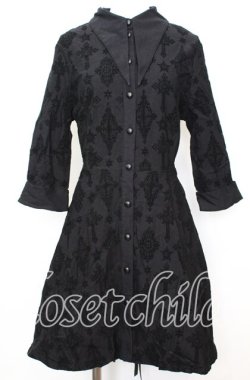 画像1: KILL STAR / Vanda Flocked Collar Dress ドレス XL ブラック O-25-10-11-1050-SL-OP-IG-OS