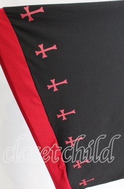 画像2: NieR Clothing / 着物風袖 FRONT ZIP付きOFF-SHOULDER PARKA【CROSS】 パーカー  ブラック×レッド O-25-10-11-1054-PU-TO-IG-OS