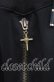 画像3: NieR Clothing / 着物風袖 FRONT ZIP付きOFF-SHOULDER PARKA【CROSS】 パーカー  ブラック×レッド O-25-10-11-1054-PU-TO-IG-OS