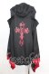 画像5: NieR Clothing / 着物風袖 FRONT ZIP付きOFF-SHOULDER PARKA【CROSS】 パーカー  ブラック×レッド O-25-10-11-1054-PU-TO-IG-OS