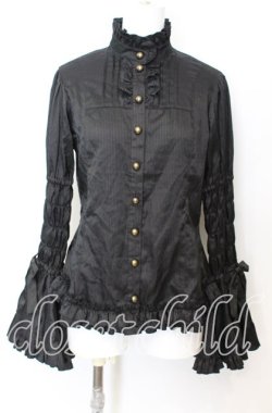 画像1: metamorphose / シャーリング姫袖ブラウス  クロ O-25-10-11-1058-ME-BL-IG-OS