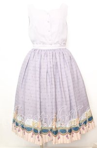 axes femme POETIQUE / パルティシオン柄ワンピース M グレー×ラベンダー O-25-10-11-1012-AX-OP-IG-OS