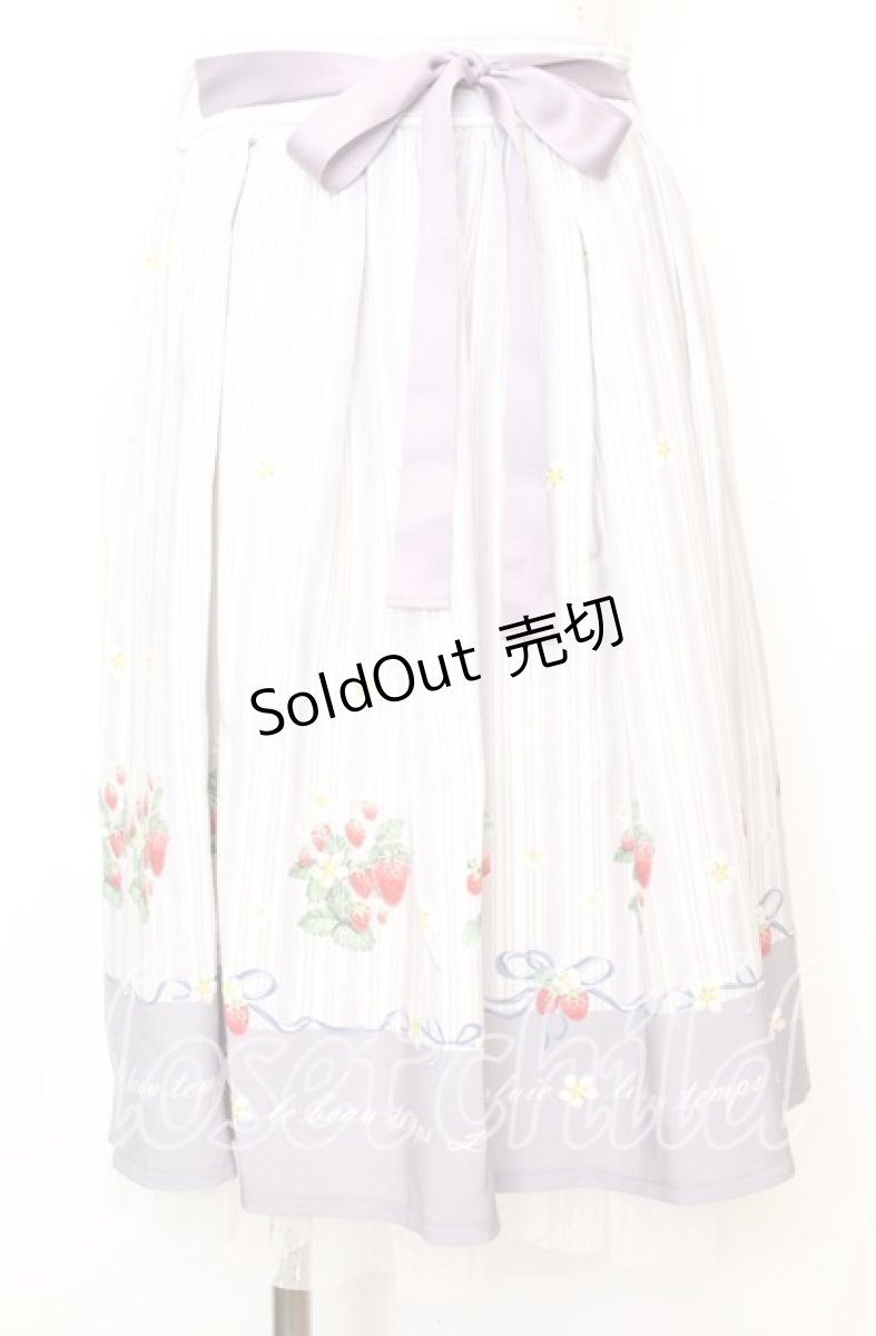 画像1: 【SALE】axes femme POETIQUE / ストロベリーストライプスカート  シロ×ラベンダー O-25-10-11-1019-AX-SK-IG-ZH (1)
