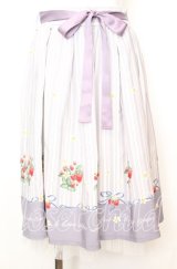 axes femme POETIQUE / ストロベリーストライプスカート  シロ×ラベンダー O-25-10-11-1019-AX-SK-IG-ZT138