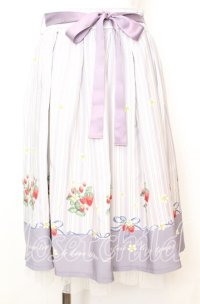 axes femme POETIQUE / ストロベリーストライプスカート  シロ×ラベンダー O-25-10-11-1019-AX-SK-IG-ZT138