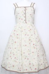 axes femme / パイピング使シロツメ草柄ワンピース M 生成り O-25-10-11-1021-AX-OP-IG-ZT507