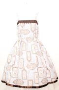 axes femme / アンティークラベルptワンピース  サックス O-25-10-11-1023-AX-OP-IG-OS