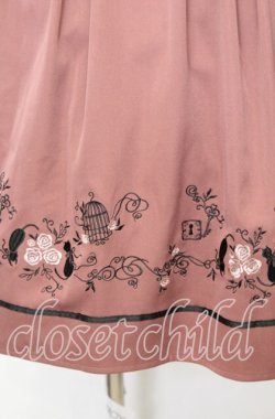 画像2: axes femme / リボン付猫刺繍スカート  ピンクベージュ O-25-10-11-1025-AX-SK-IG-OS