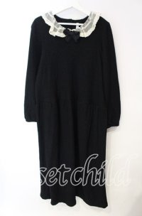 PINK HOUSE / チュール襟長袖ワンピース【お直しあり】  クロ O-25-10-11-059-LO-OP-IG-OS