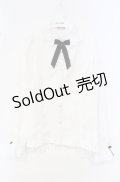 axes femme kawaii / スタンドカラーフリルリボンブラウス M シロ O-25-10-11-066-AX-BL-OW-OS