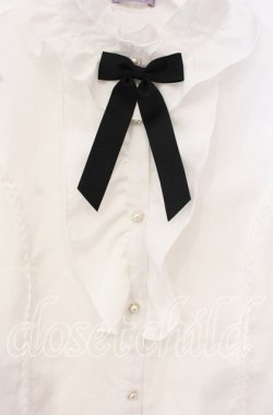 画像2: axes femme kawaii / スタンドカラーフリルリボンブラウス M シロ O-25-10-11-066-AX-BL-OW-OS