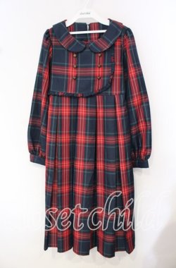 画像1: FLC / チェック柄ボックスプリーツワンピース S グリーン O-25-10-11-099-LO-OP-OW-OS