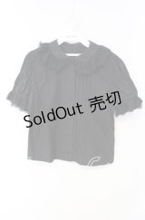 Moi-meme-Moitie / 逆十字レースパフ袖ブラウス  ブラック O-25-10-11-016-MO-BL-IG-OS