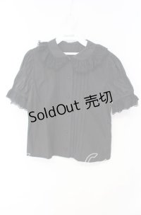 Moi-meme-Moitie / 逆十字レースパフ袖ブラウス  ブラック O-25-10-11-016-MO-BL-IG-OS