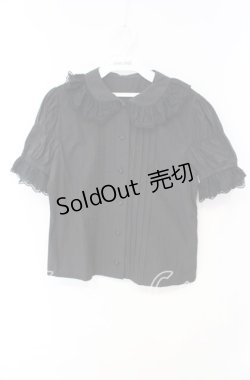 画像1: Moi-meme-Moitie / 逆十字レースパフ袖ブラウス  ブラック O-25-10-11-016-MO-BL-IG-OS