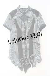 OZZ ANGELO / Garden of Fallen Angel 半袖ブラウス　  ブラックストライプ O-25-10-11-019-OO-BL-IG-OS