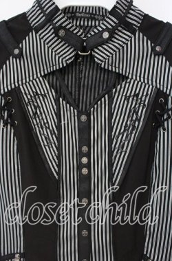 画像2: OZZ ANGELO / Garden of Fallen Angel 半袖ブラウス　  ブラックストライプ O-25-10-11-019-OO-BL-IG-OS