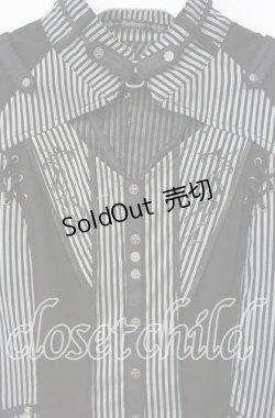 画像2: OZZ ANGELO / Garden of Fallen Angel 半袖ブラウス　  ブラックストライプ O-25-10-11-019-OO-BL-IG-OS