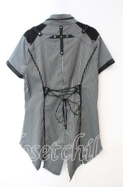 画像3: OZZ ANGELO / Garden of Fallen Angel 半袖ブラウス　  ブラックストライプ O-25-10-11-019-OO-BL-IG-OS