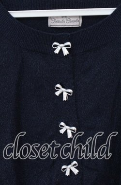 画像2: Cherirulu Chocola / リボンボタンカーディガン S ネイビー O-25-10-14-004-LO-TO-OW-OS