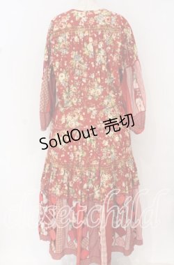画像4: PINK HOUSE / ブーケ柄パッチワークワンピース【お直しあり】  アカ O-25-10-14-039-LO-OP-IG-OS