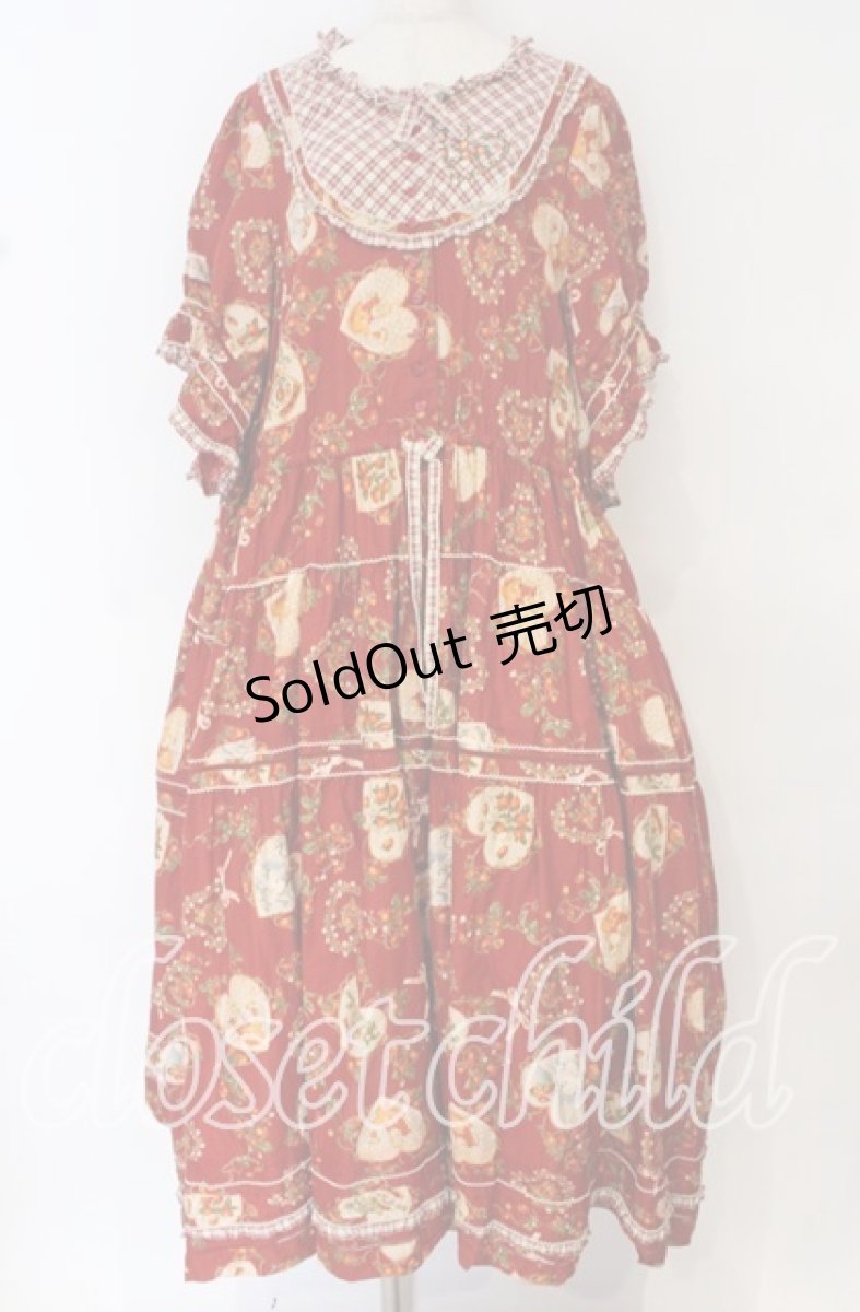 画像1: PINK HOUSE / Rambling Heartsプリントパッチワークワンピース【お直しあり】  アカ O-25-10-14-040-LO-OP-IG-OS (1)