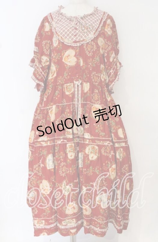 画像1: PINK HOUSE / Rambling Heartsプリントパッチワークワンピース【お直しあり】  アカ O-25-10-14-040-LO-OP-IG-OS (1)