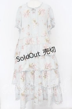 画像1: PINK HOUSE / ブーケタックティアードワンピース【お直しあり】  サックス O-25-10-14-043-LO-OP-IG-OS