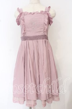 画像1: axes femme POETIQUE / メルヘン刺繍フリルワンピース M ラベンダー O-25-10-14-005-AX-OP-OW-OS