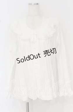 画像1: WONDERFUL WORLD / ピコフリルブラウス  シロ O-25-10-14-047-LO-BL-IG-OS
