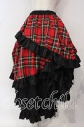 Qutie Frash / タータンチェックフリルロングスカート  レッド O-25-10-14-073-QU-SK-OW-OS
