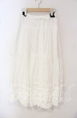 PINK HOUSE / タックフリルリボン通しロングスカート  シロ O-25-10-14-076-LO-SK-IG-OS