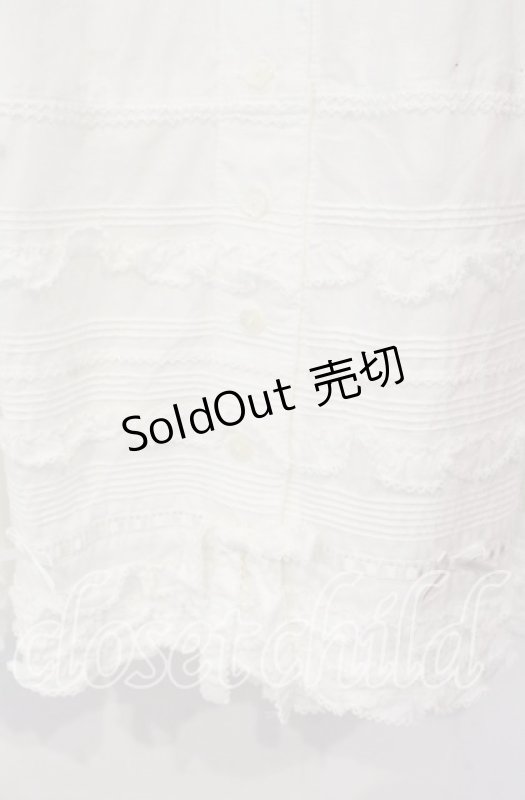 画像2: PINK HOUSE / タックフリルリボン通しロングスカート  シロ O-25-10-14-076-LO-SK-IG-OS (2)