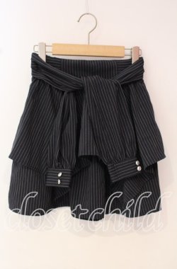 画像1: axes femme / シャツ巻き風イレヘムミニスカート  ネイビー O-25-10-14-081-AX-SK-IG-OS