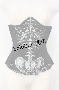 画像1: Restyle / ボーンプリントコルセット  ブラック O-25-10-14-084-GO-ZA-OW-OS