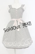 DearMyLove / 裾リボン刺繍ギンガムチェック配色ジャンパースカート M クロ O-25-10-14-009-EL-OP-OW-OS