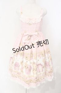 BABY,THE STARS SHINE BRIGHT / くまくみゃちゃんのスウィートチョコレート柄ベビードールジャンパースカート  ピンク O-25-10-14-092-BA-OP-OW-OS