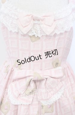 画像2: BABY,THE STARS SHINE BRIGHT / くまくみゃちゃんのスウィートチョコレート柄ベビードールジャンパースカート  ピンク O-25-10-14-092-BA-OP-OW-OS