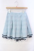 axes femme POETIQUE / 格子チェックスカパン M サックス O-25-10-14-102-AX-PA-OW-ZT1016V