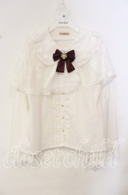 画像1: Amavel / Secret Macaronレースケープブラウス F シロ×ワイン O-25-10-14-109-CA-BL-OW-OS